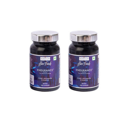 Kapiva Endurance Capsules - Research-backed blend of 14 Herbs & 7 Bhasmas like Ashwagandha, Shilajit & Gokshura to unlock peak performance - Pack of 2