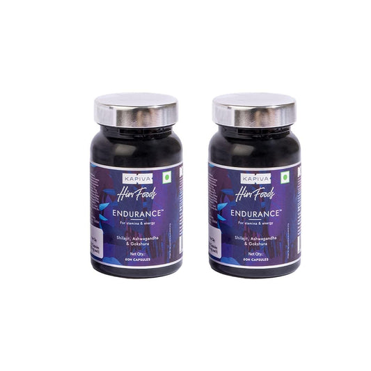 Kapiva Endurance Capsules - Research-backed blend of 14 Herbs & 7 Bhasmas like Ashwagandha, Shilajit & Gokshura to unlock peak performance - Pack of 2