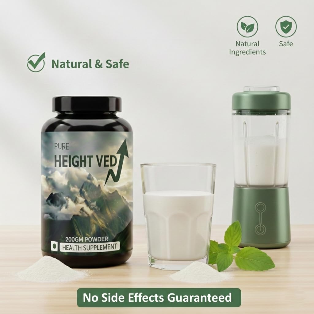 Strength Core The Height Veda Supreme Formula – Natural Ayurvedic Supplement for Height & Bone Health | 200Gram powder for Teens & Adults | Supports Growth & Wellness