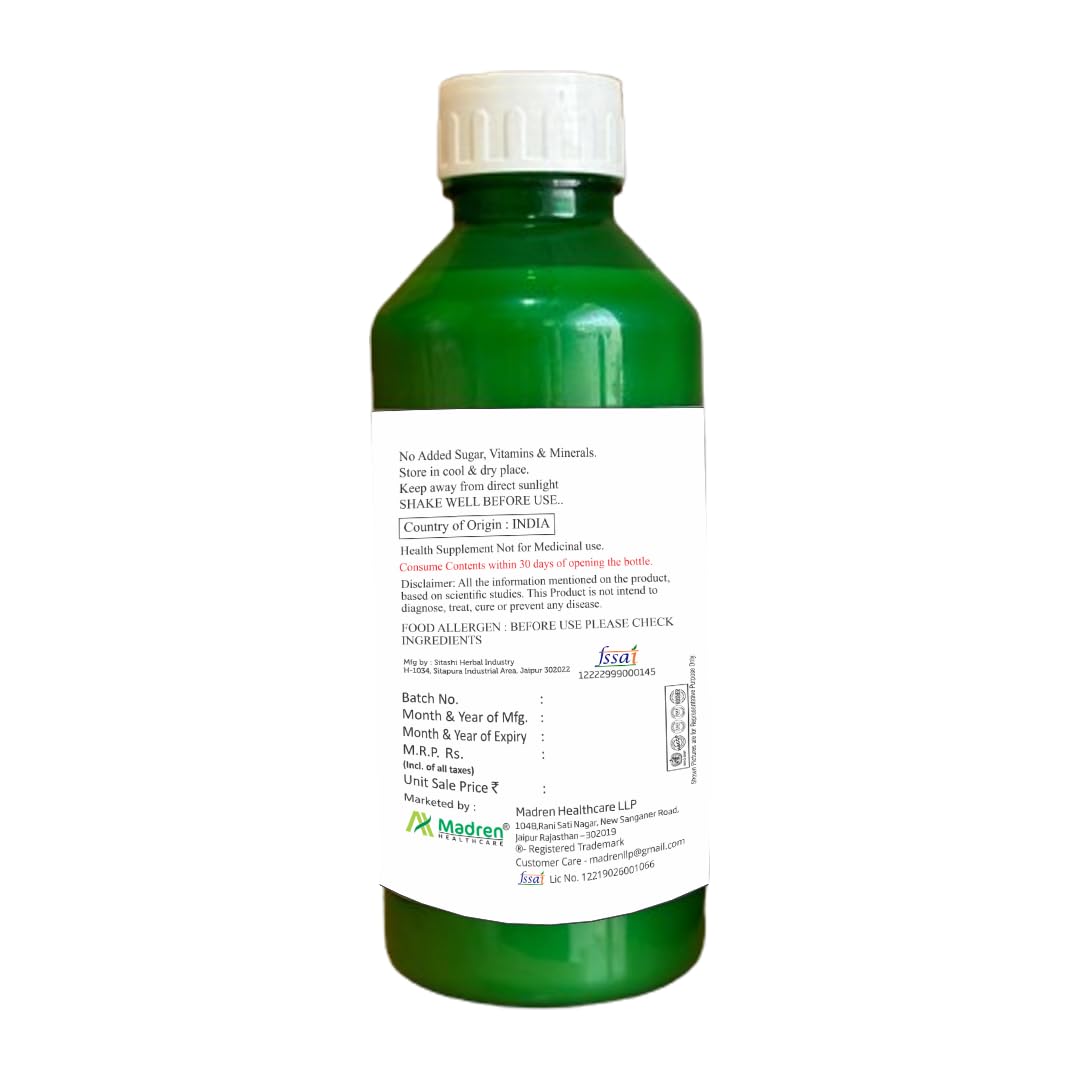 Madren Healthcare Lauki Aloe Vera Juice 1L | Sugar Free Ayurvedic Wellness Juice | Lauki (Bottle Gourd) & Aloe Vera Blend | Supports Digestion, Detox & Hydration | Rich in Natural Nutrients | Health Drink for Men & Women (pack of 3)