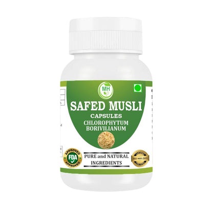 Morsan Healthcare SAFED MUSALI Capsules – 60 Veg Capsules | Pure Asparagus Adscendens Extract | Natural Ayurvedic Herbal Supplement | Plant-Based Wellness Formula (pack of 1)