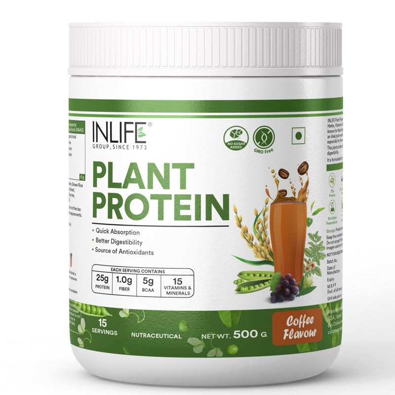 INLIFE Plant Protein Powder - Pea, Quinoa & Brown Rice - 25g Protein - Ashwagand