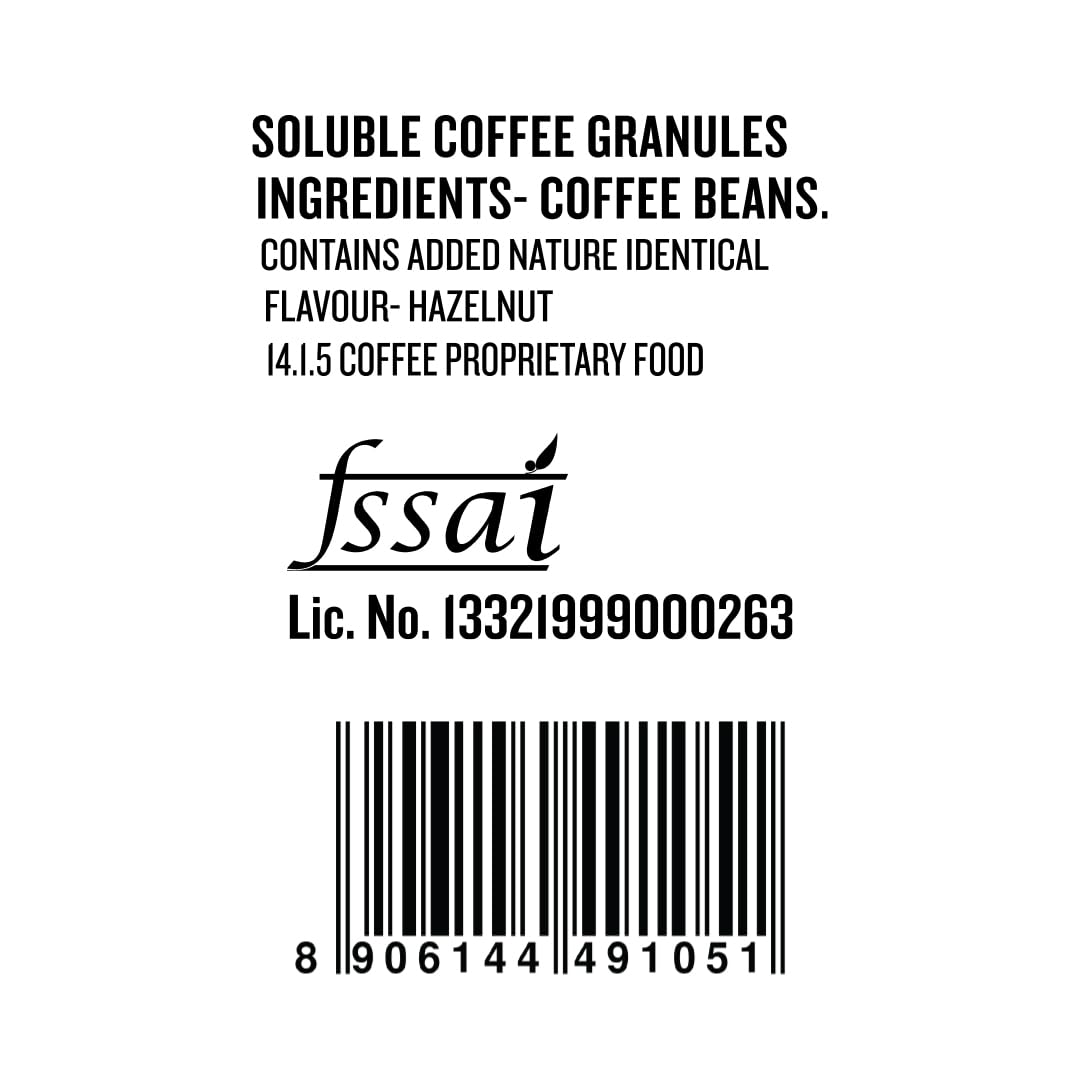 Sleepy Owl Hazelnut Premium Instant Coffee Powder | 100% Arabica Freeze Dried Coffee - 50g | Make Cafe Style Hot or Cold Coffee, Black Coffee, Cappuccino, Latte at Home | Makes 25 Cups