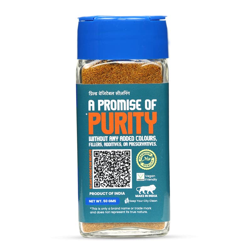 CRISTA 50 gms Grilled Vegetable Seasoning | BBQ Mixed Spices Blend | Multipurpose, Fresh & Flavourful | Zero added Colours, Fillers, Additives & Preservatives | Vegan