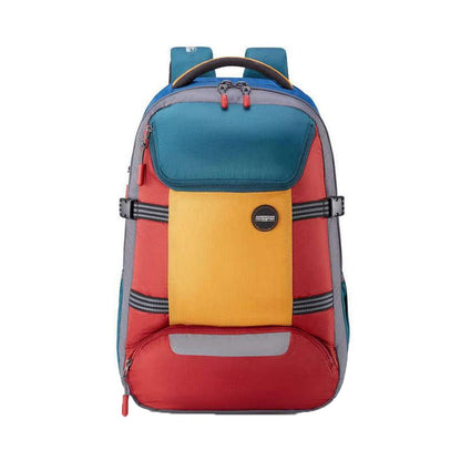 American Tourister Zipper Magna Pace Polyester Men's Backpack (Free Size, Multi-Coloured)