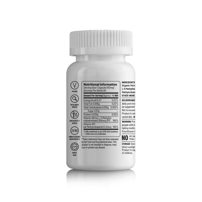 Unived Basics B12+Folate | Vitamin B12 (Methylcobalamin) with 5-MTHF Bi- image 9