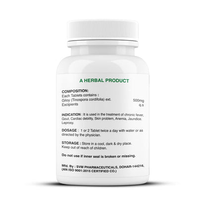 Dr. Satnam’s Arogyam Ayurveda Giloy (Guduchi) Extract 500mg Tablets | GMP Certified | 100% Pure Herbal | Supports Immune Health, Liver Wellness & Blood Purification | Daily Herbal Supplement | 60 Tablets
