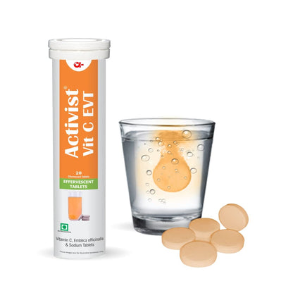 Activist Vitamin C Effervescent Tablet Natural Amla Extract Vitamin C with Zinc for Immunity Skin Health Antioxidants and Energy Boost Nutritional Dietary Supplement 20 Tablets