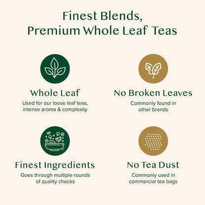 VAHDAM, Chamomile Mint Citrus Green Tea Bags (50 Count) | Sweet & Floral |Low Caffeine, Non-GMO, Gluten Free | Resealable Ziplock Pouch | Chamomile, Mint Tea Bags