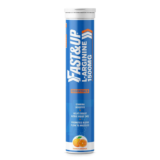 FAST&UP L-Arginine Essentials 1500 mg, Effervescent L-Arginine Supplement, Refreshing Orange Flavour, Boosts Stamina and Nitric Oxide (NO), Delays Onset of Fatigue – Pack of 20 Effervescent Tablets