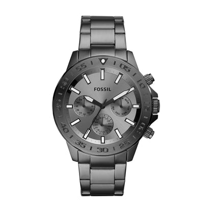 Fossil Men Stainless Steel Bannon Analog Gray Dial Watch-Bq2491, Band Color-Gray