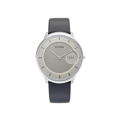 Titan Edge Baseline Grey Dial Analog Leather Strap Watch for Men-NS1843- image 6