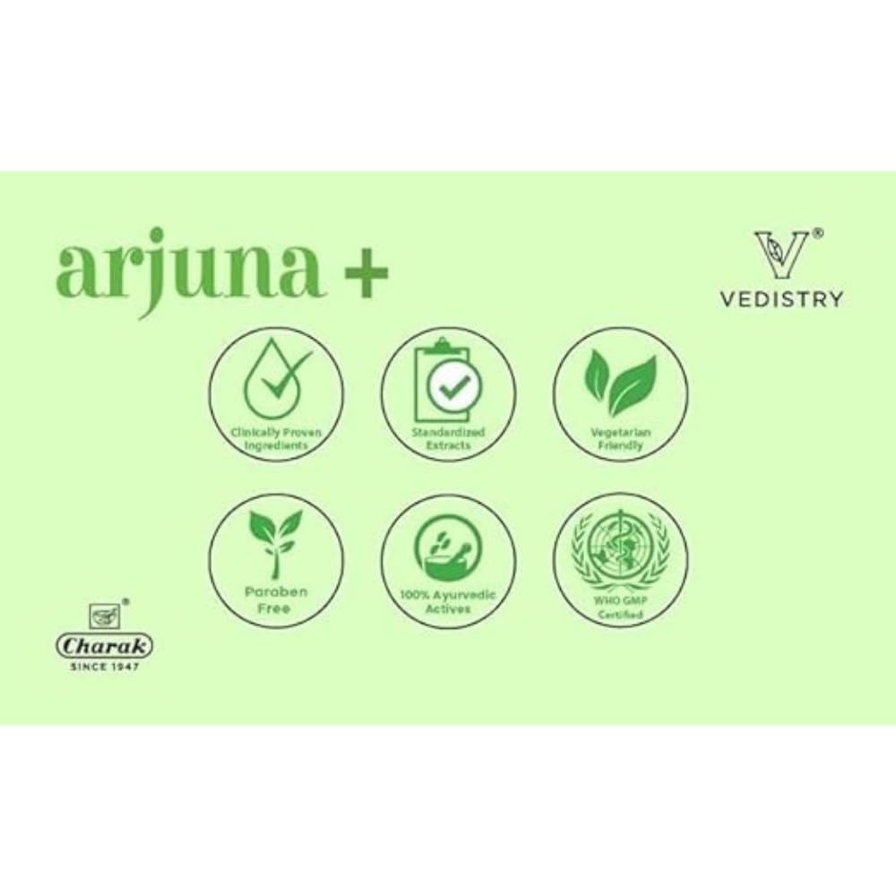 Vedistry Arjuna Tablets for Heart | Promotes Heart Health | Bone Health and Blood Pressure | Ayurvedic Enrich With Pippali | Controls Cholesterol Level | Pack of 1