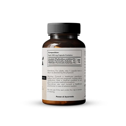 Nutravel Triphala Capsules (500 mg) | Supports Digestive Health & Wellness | 60 Capsules – Pack of 1