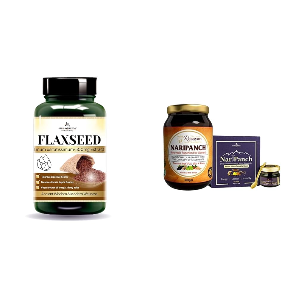 Deep Ayurveda Flex Seed Vegan Capsules | Deep Ayurveda Naripanch & Nari Prash Combo