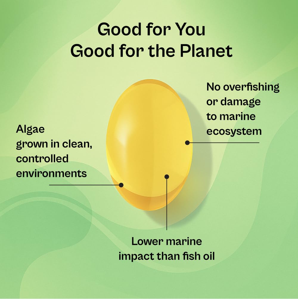 Tata 1mg Vegetarian Omega |1000 mg Algal Oil with 400mg DHA | Plant-Based Omega-3 | Supports Heart, Brain & Joint Health | 60 Veg Capsules
