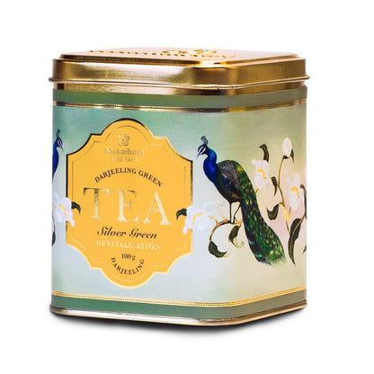 Makaibari Tea Treasures Silver Green Darjeeling Loose Long Leaf Green Tea | USDA Certified Premium Tea | Anti-Oxidants, Immunity Booster | Tin Caddy | 100g