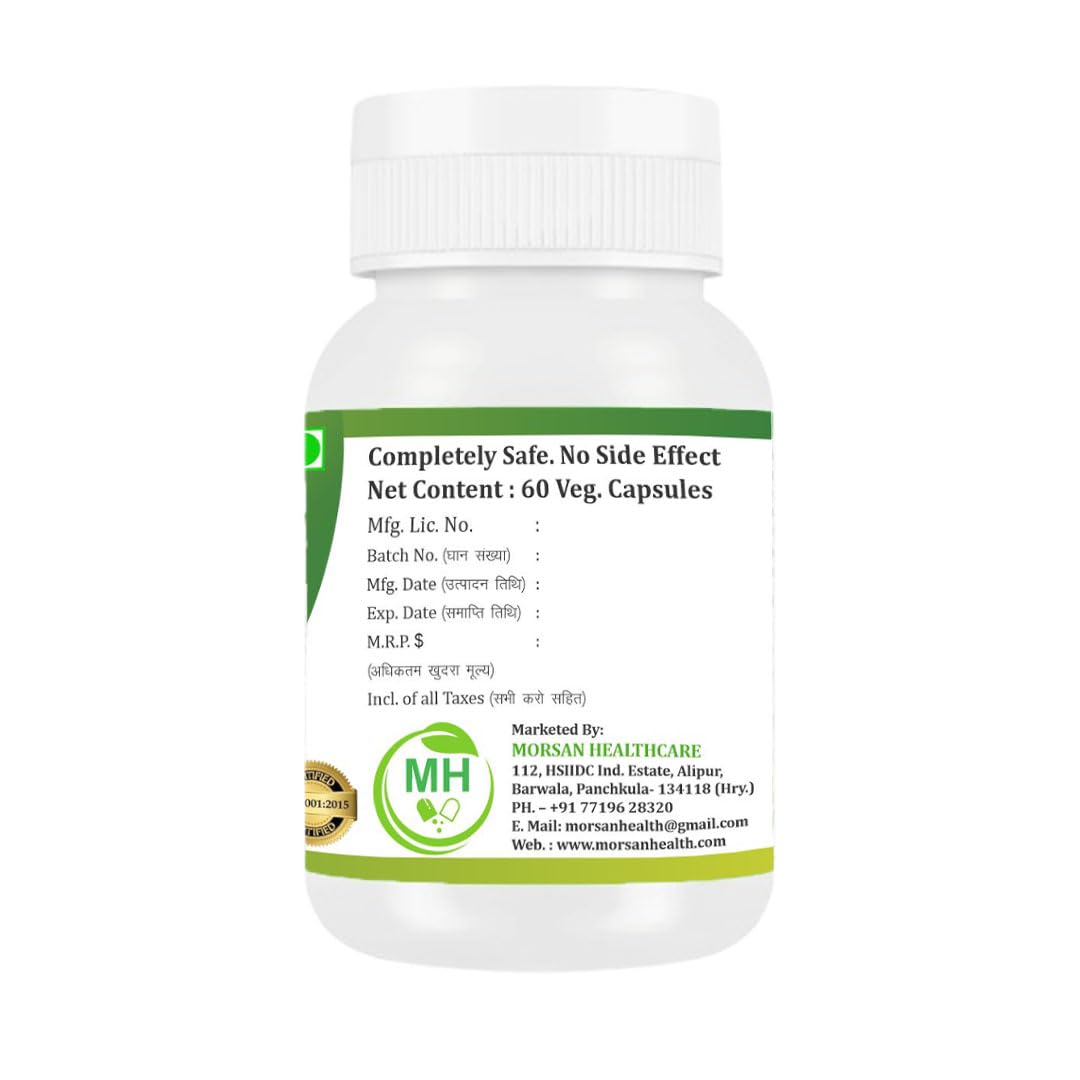 Morsan's Neem (Azadirachta indica) Capsules | Pack of 60 x 500 mg Veg. Capsules