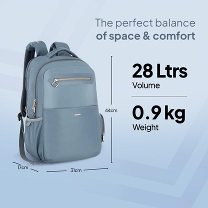 American Tourister Jit+ 2.0 Style 02|28L|17" Laptop Bag|2 Compartments|Smart College & Office Backpack for Men & Women|USB Charging Port, Rain Cover & Smart Sleeve|Mirage Blue|1 Year Global Warranty