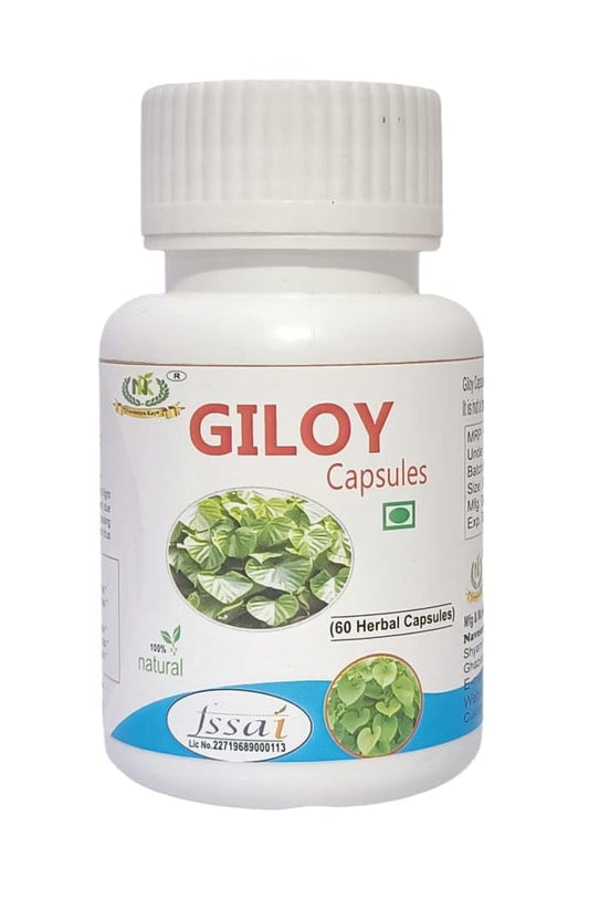 Naveenya Kaya Healthcare Giloy Capsule - Herbal Supplement with Tinospora Cordifolia Extract for Immunity and Blood Purification