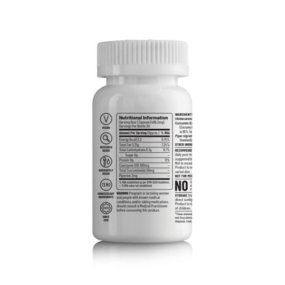 Unived CurQ10 | High dose blend of 300mg CoQ10 with 100mg Curcumin | Powerful Antioxidant for Heart Health & Overall Wellbeing | 30 Capsules