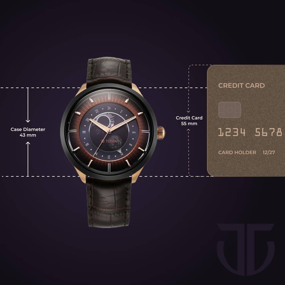 Titan analouge Caleum Sun Moon Phase in Seinna Brown - Stellar Edition- image 2