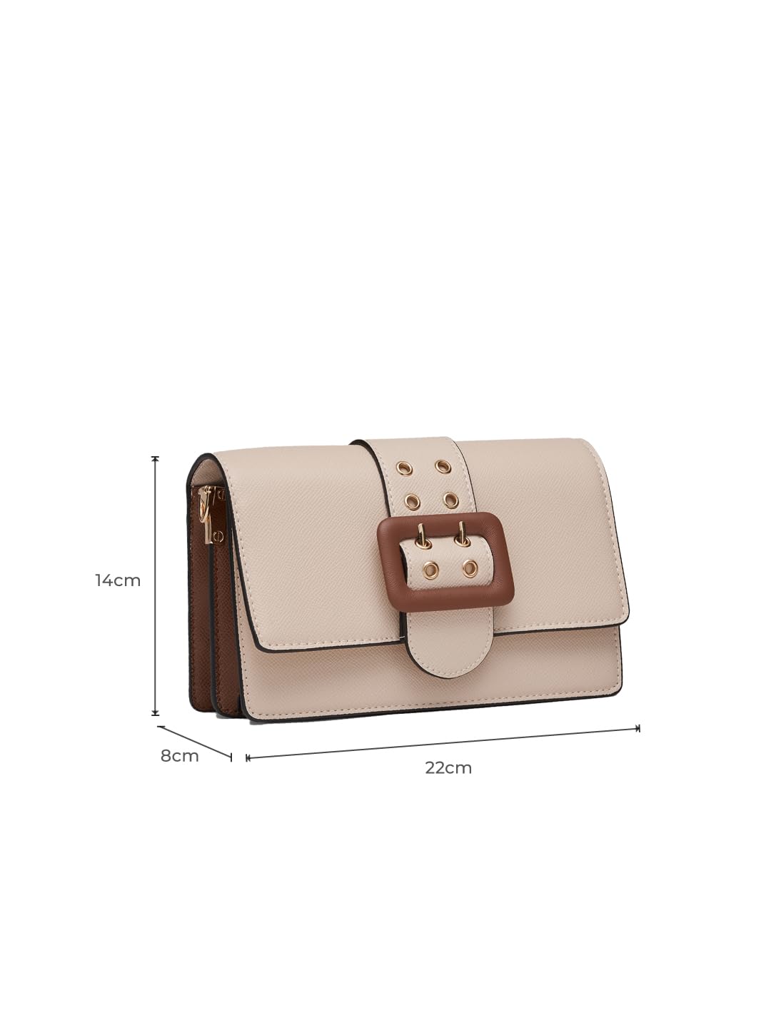 Miraggio Women Adrianne Sling Bag With Adjustable & Detachable Broad Strap |Casual Sling Bags Stylish | Structured Crossbody Bag, Beige