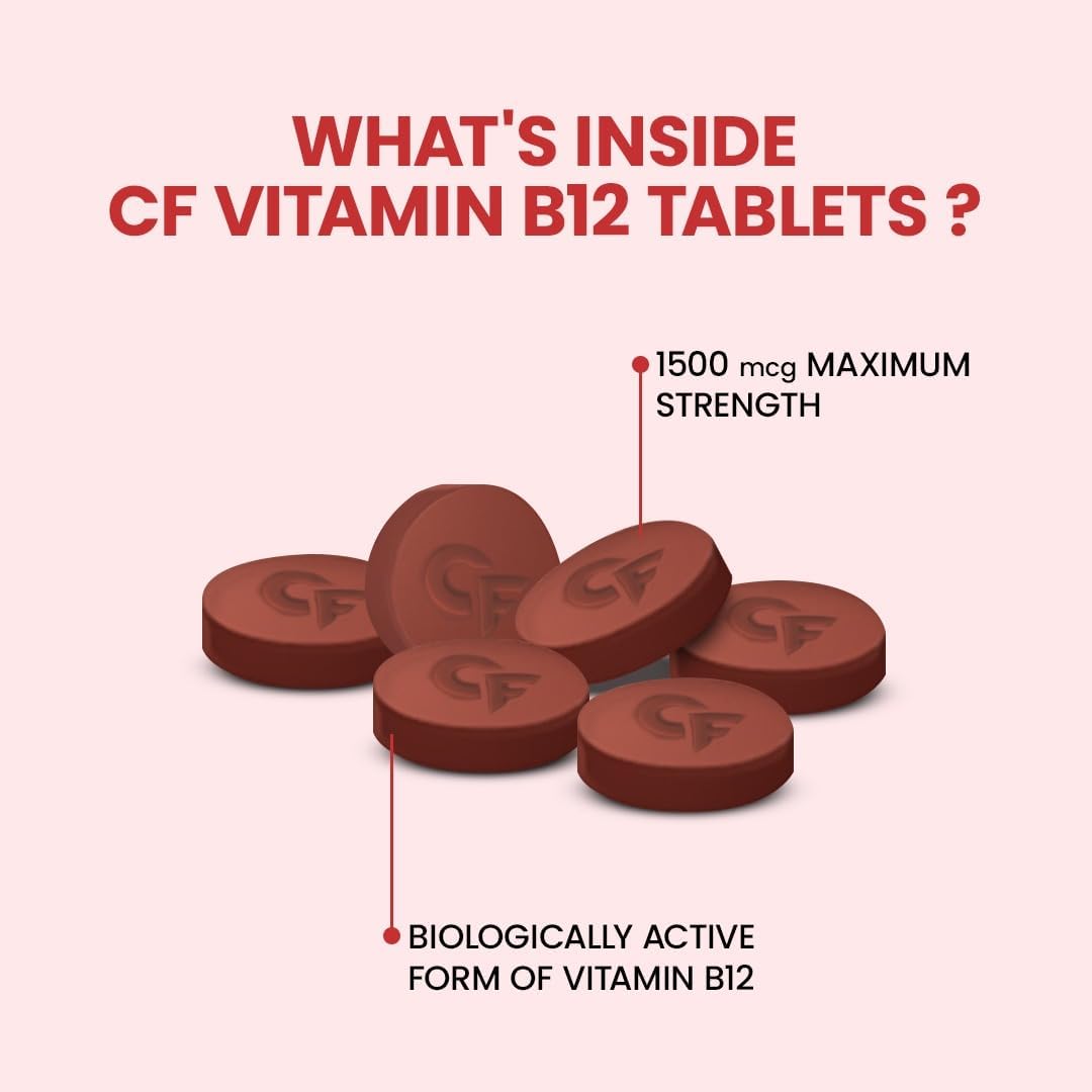 Carbamide Forte Vitamin B12 Supplements | B12 Vitamin Tablets - Methylcobalamin 1500mcg | Best Vitamin B-12 Supplement for Men & Women - 60 Tablets