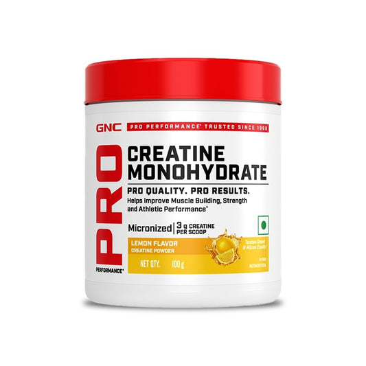 GNC Pro Performance Creatine Monohydrate - 3000mg Creatine Per Scoop | Micronized for Faster Absorption | Boosts Energy, Muscle Volume & Performance | Gluten-Free | Lemon | 100gm