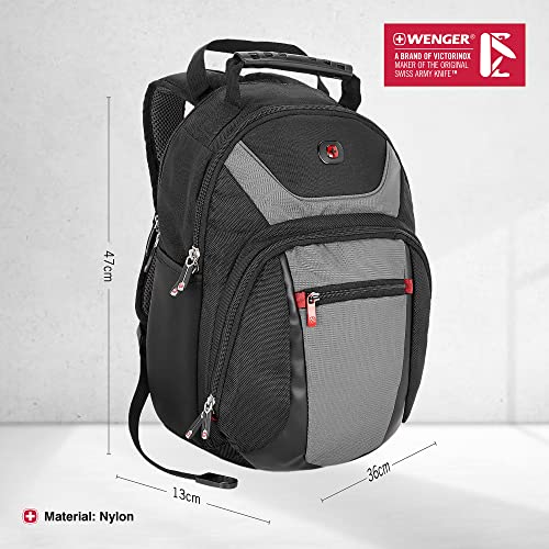 Wenger NANOBYTE 13 Inch Laptop Backpack, Padded Laptop Compartment with iPad/Tablet/eReader Pocket in Black-blend of style & function, Swiss designed, 600626, S