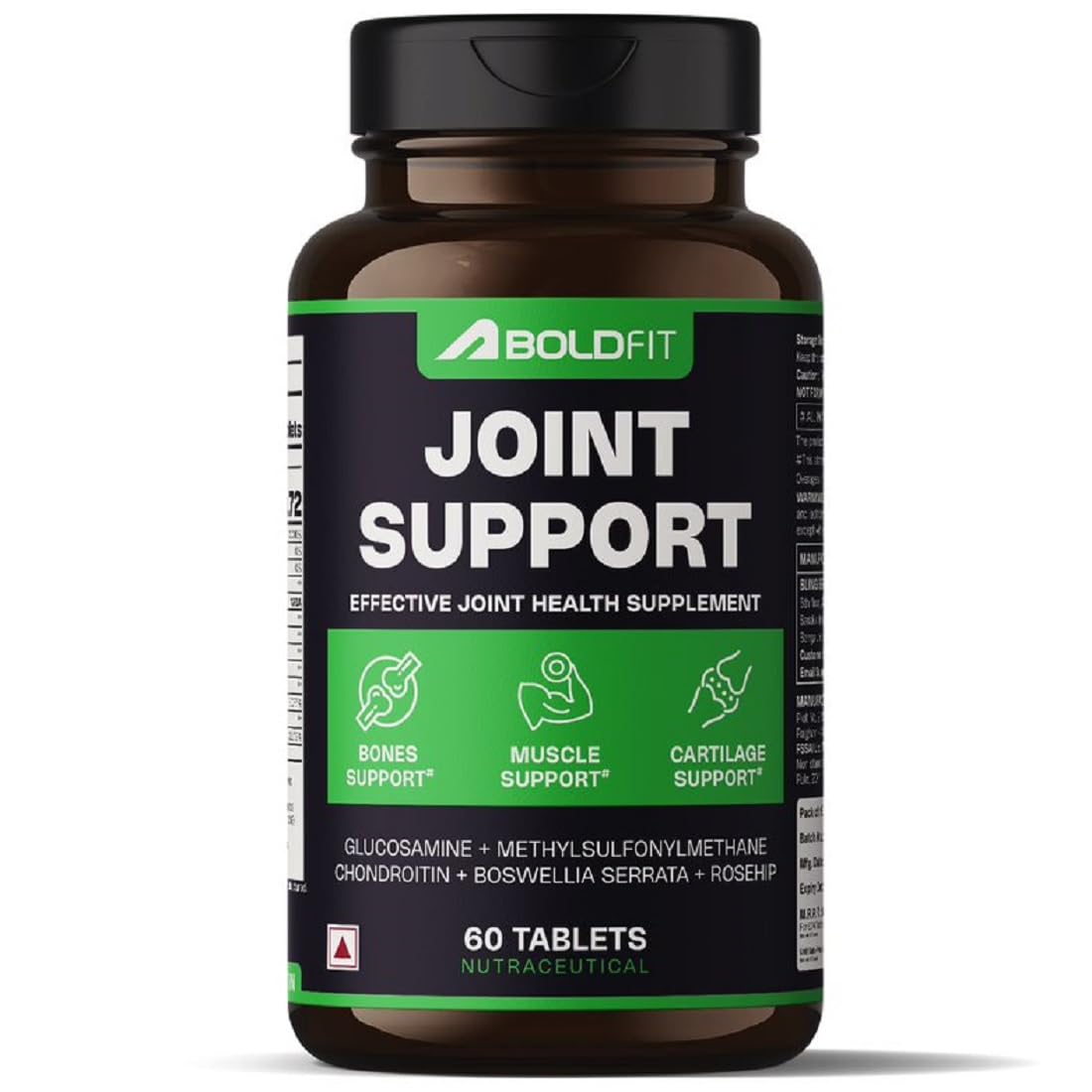 Boldfit Joint Support Tablets | Glucosamine Chondroitin MSM with Turmeric & Boswellia | Knee & Joint Pain Support Supplement | Cartilage, Bone & Mobility Health | 60 Tablets