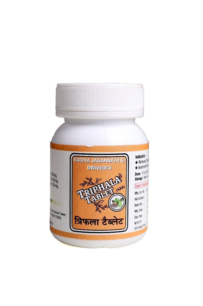 TRIPHALA TABLET by Vaidya Jagannath G. Dwivedi | Ayurvedic Digestive Cleanser & Detox Support | 120 Herbal Tablets for Constipation Relief, Gut Cleansing, Digestion & Daily Wellness