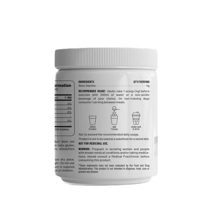 Unived Beta-Alanine 4g | Performance Strength Energy Endurance & Muscle PH | Single Ingredient, Flavorless & Caffeine Free Pre Workout | 62 Servings, 250g
