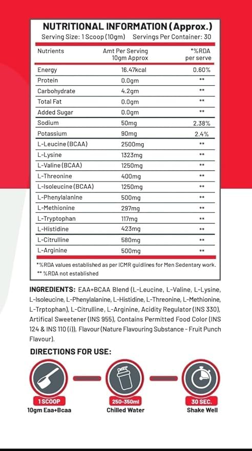 C9 NUTRITION BCAA + EAA Powder- Sugar Free Workout Muscle Recovery & Endurance Drink with 5000mg BCAA, 9000mg EAA, 500 mg L-Arginine | Amino Acid Supplements (30 Servings, Watermelon Flavour)