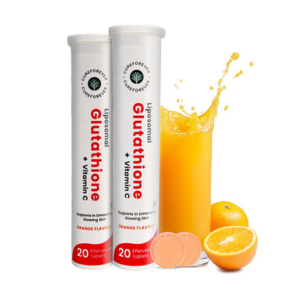 CUREFOREVER Glutathione Effervescent Tablets, 40 Tablets with Vitamin C, Liposomal Glutathione 500mg for Antioxidant Support, Skin Glow & Radiance Support, Detox Support
