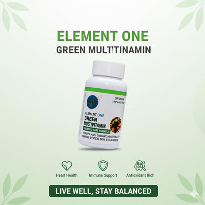 Green Multivitamin Supplement | Plant-Based Vitamins & Minerals with Antioxidant | Sugar-Free Formula | Daily Nutritional Support for Men & Women | Veg Tablets