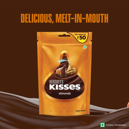 HERSHEY'S Kisses Almonds | Melt-in-Mouth Chocolates | Individually Wrapped 33.6grams