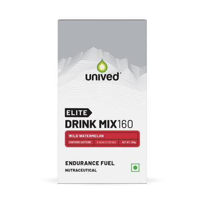 Unived Elite Drink Mix 160 | Isotonic Energy Drink | 2:1 Ratio & 40g Carbohydrates with Betaine & Beta-Alanine | Endurance Athletes Sports Drink (Wild Watermelon (50mg Caffeine), 8 Pack)