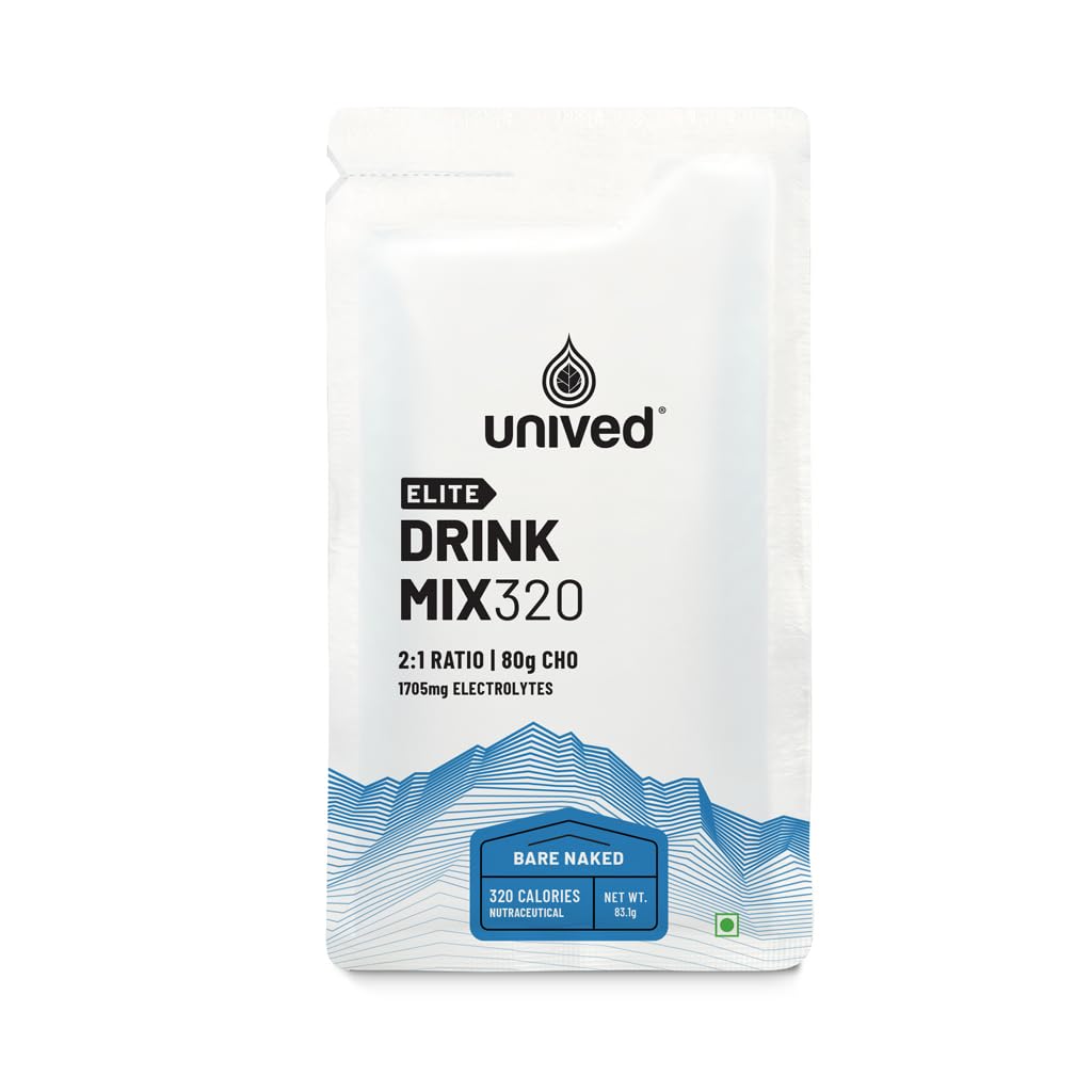 Unived Elite Drink Mix 320 | High Calorie Energy Drink | 2:1 Ratio & 80g Carbohydrates with 1705mg Essential Electrolytes | Endurance Athletes Sports Drink (Bare Naked)