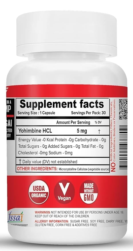 NutriJa Yohimbine 5 MG - 30 Capsules