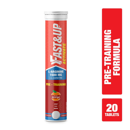 Fast&Up Activate- Pre-training Drink- 1500 mg-Orange Flavour- Pack of 20 Effervescent Tablets & Fast&Up Magnesio - Restful Sleep Supplement - (20 Effervescent Tablets, Lime & Lemon Flavor)