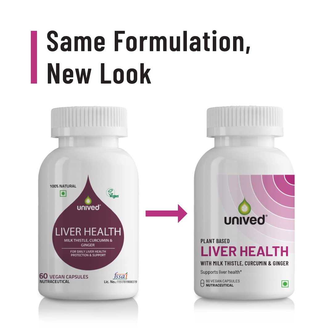Unived Liver Health with Milk Thistle, Curcumin, & Ginger, Supports Liver Health & Detoxification, 60 Servings, 60 Vegan Capsules