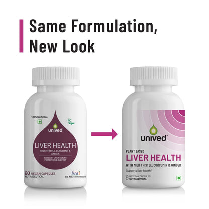 Unived Liver Health with Milk Thistle, Curcumin, & Ginger, Supports Liver Health & Detoxification, 60 Servings, 60 Vegan Capsules