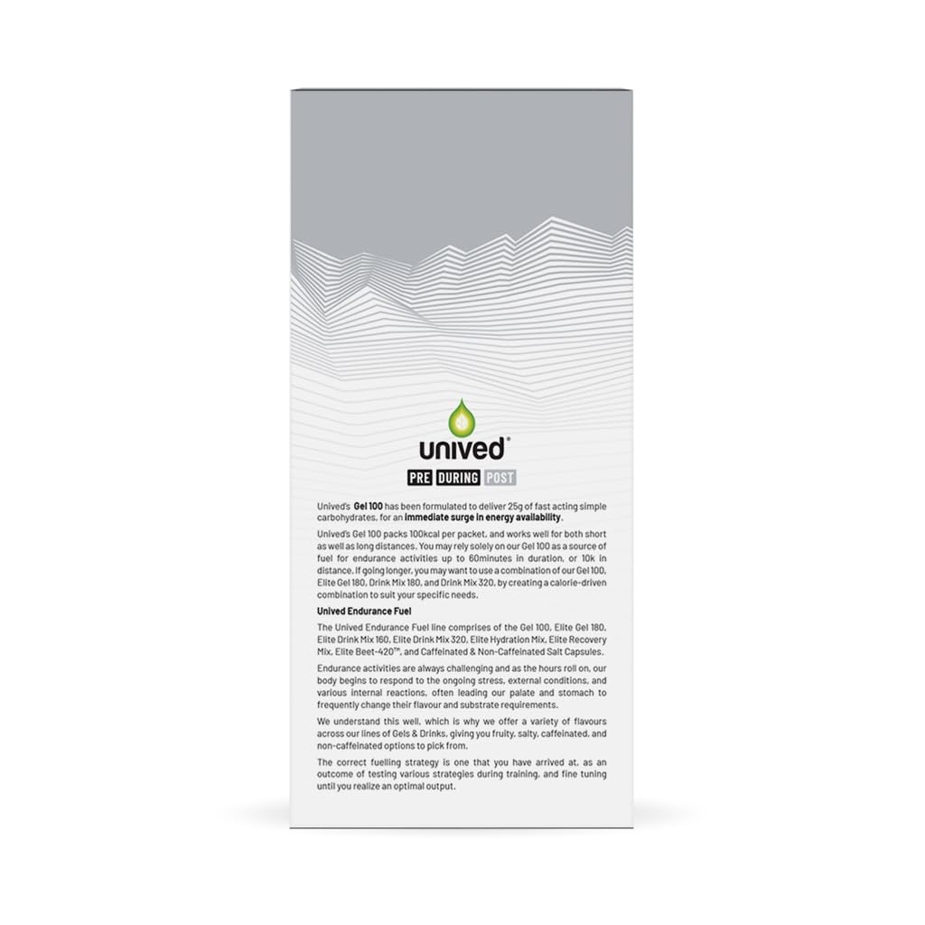 Unived Gel 100 - Energy Gel for Endurance Athletes Runners & Cyclists - 100kcal - Vanilla Orange - Pack of 6