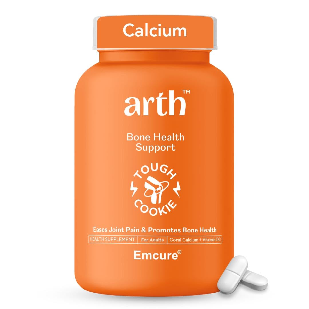 Arth Calcium & Vitamin D3 (600 IU) Tablets| Bone Health Supplement with Coral Calcium (1000 mg) for 60% More Absorption Than Others | Supports Strong Bones, Muscles & Joints | 60N Veg