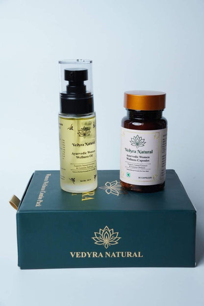Ayurvedic Women Wellness Combo of Capsules & Massage Oil | Shatavari & Ashwagandha based | AYUSH Certified