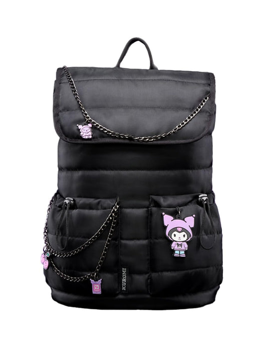 The Souled Store Hello Kitty: Kuromi Pack Backpack Officially Licensed Sanrio 18L Water Resistant Laptop Backpack Unisex Travel College Office Bag with Kuromi Charms