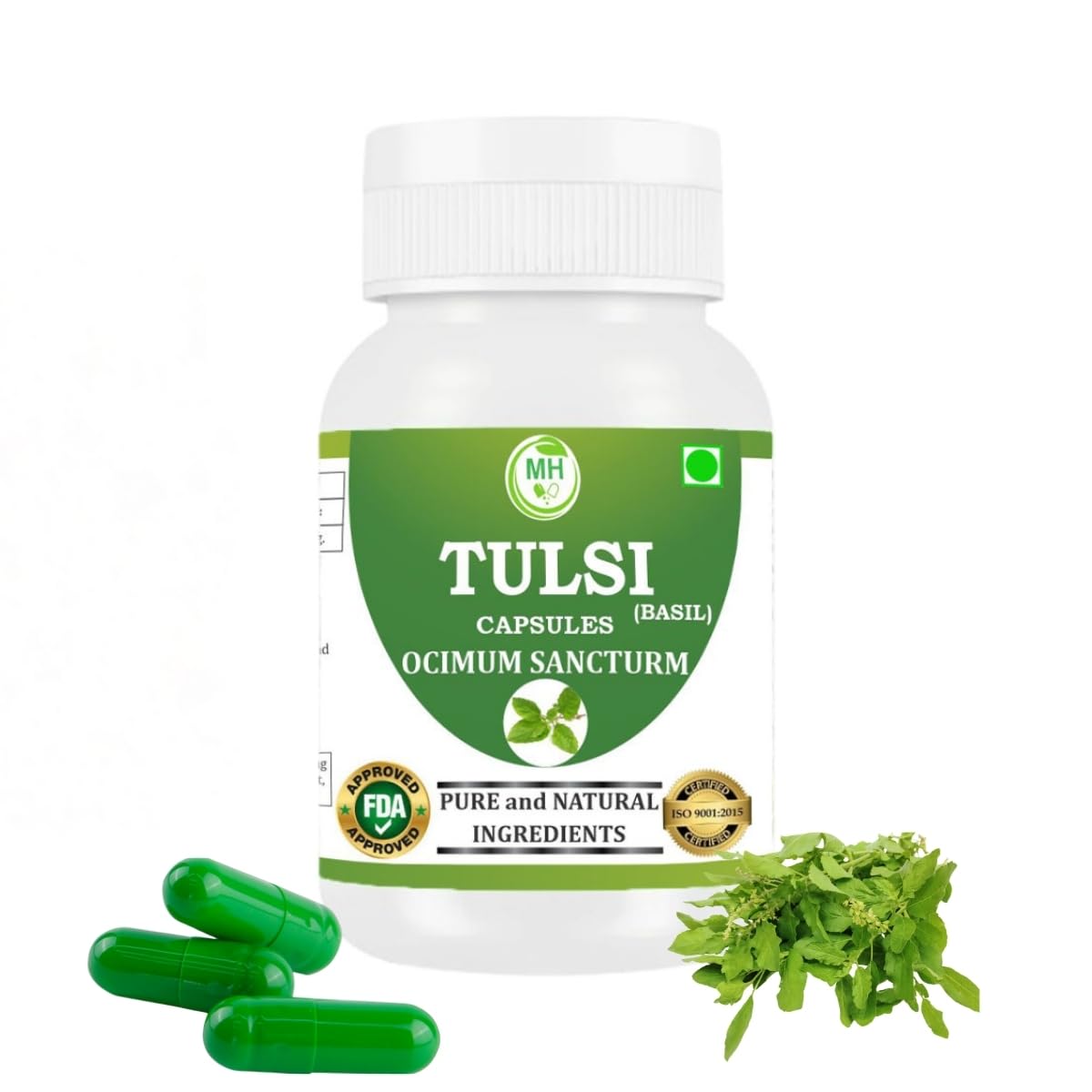 Morsan Healthcare TULSI Capsules – 60 Veg Capsules | Pure Holy Basil Extract (Ocimum sanctum) | Natural Ayurvedic Herbal Supplement | Plant-Based Formula | Pack of 1