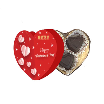 BOGATCHI Valentine’s Day Chocolate Gift | 3 Choco Hearts Box with Free Valentine Card & Rose | Gift for Girlfriend, Boyfriend, Wife, Husband