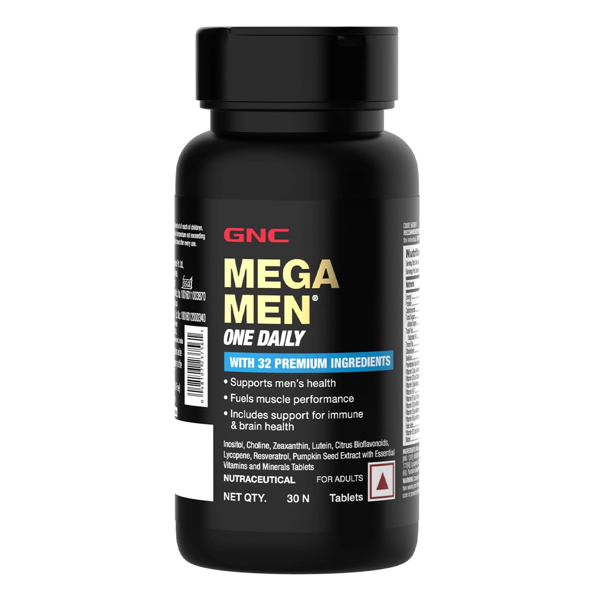 GNC Mega Men One Daily Multivitamin|30 Tablets|32 Premium Ingredients|Promotes Men'S Well-Being|Supports Muscle Function|Boosts Immunity|Improves Memory & Focus|Formulated In Usa,1 Count,30 Servings
